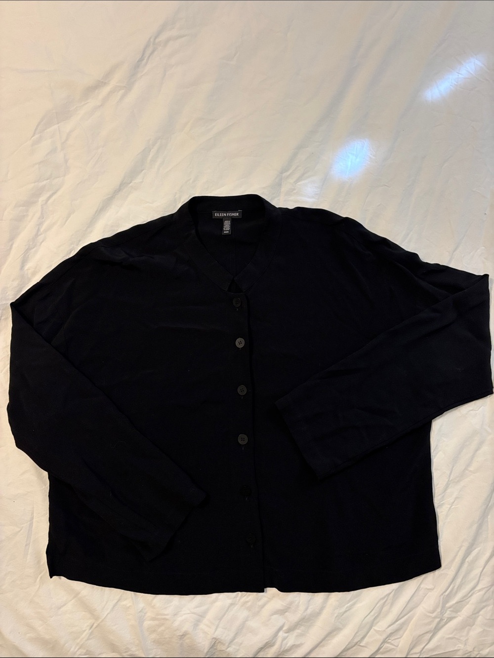Eileen Fisher Black Lightweight Button-Front Shirt